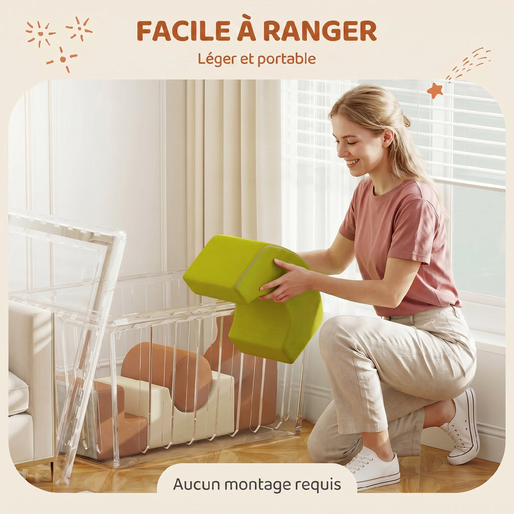 Parcours motricité bébé 5PCS, module en mousse souple avec housse en velours côtelé, multicolore-6