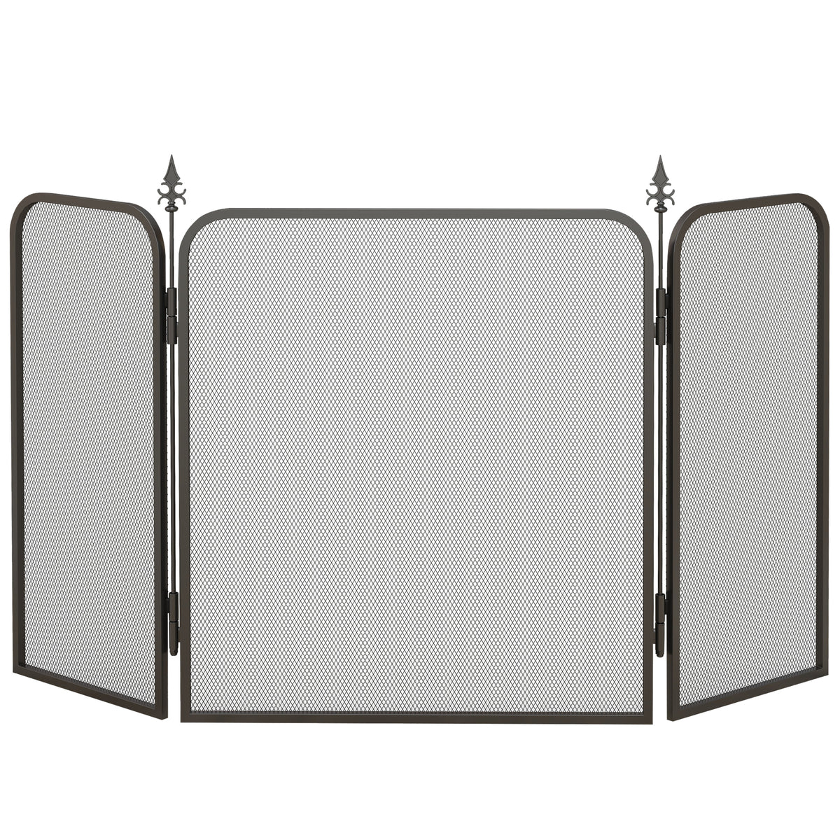 Pare feu cheminée pliable 3 panneaux, pare-étincelles cheminée, grille de protection cheminée en maille de métal noir-0