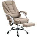 Fauteuil de bureau direction massant chauffant hauteur réglable dossier inclinable toile de lin beige-0