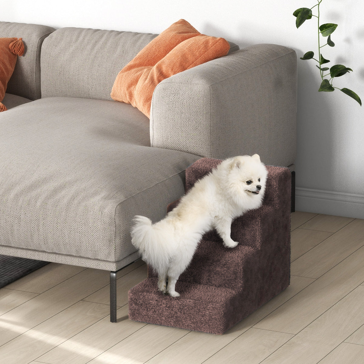 Escalier pour chien à 4 marches escalier pour chat échelle antidérapante pour animaux 60 x 35 x 44 cm marron-8