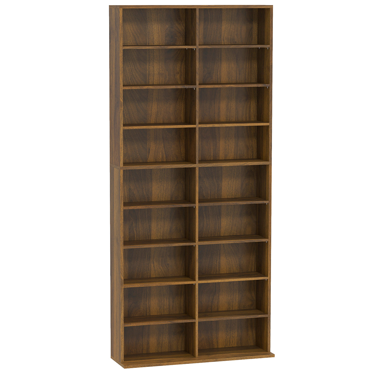 Rangements pour CD et DVD 18 compartiments capacité max. 640 CD/360 DVD 430 Blu-ray 78,5 x 24 x 175 cm noyer foncé-0