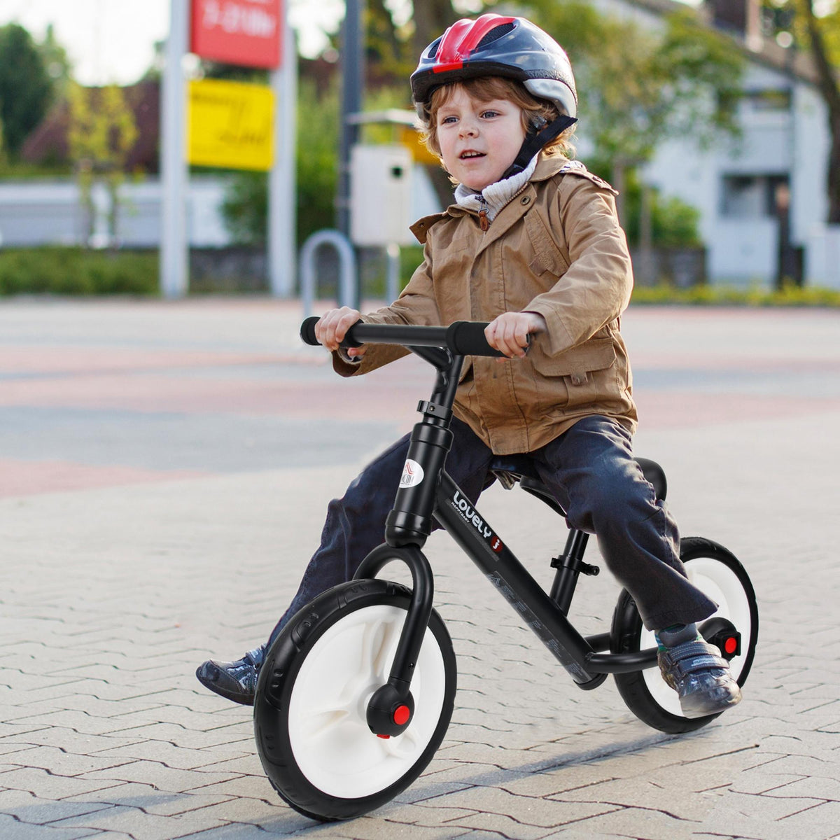 Vélo Enfant draisienne 2 en 1 roulettes et pédales Amovibles Roues 12" Hauteur Selle réglable pour enfants de 2 à 5 ans Acier Noir-1