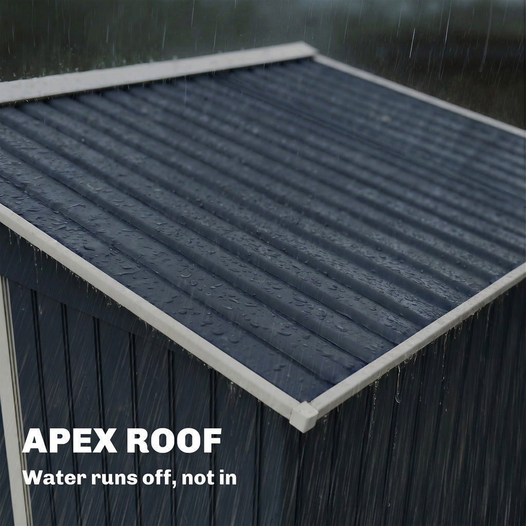 Abri de jardin 5,4 m² 2,77 x 1,95 x 1,92 m kit de fondation porte coulissante ventilations acier galvanisé, gris foncé-7