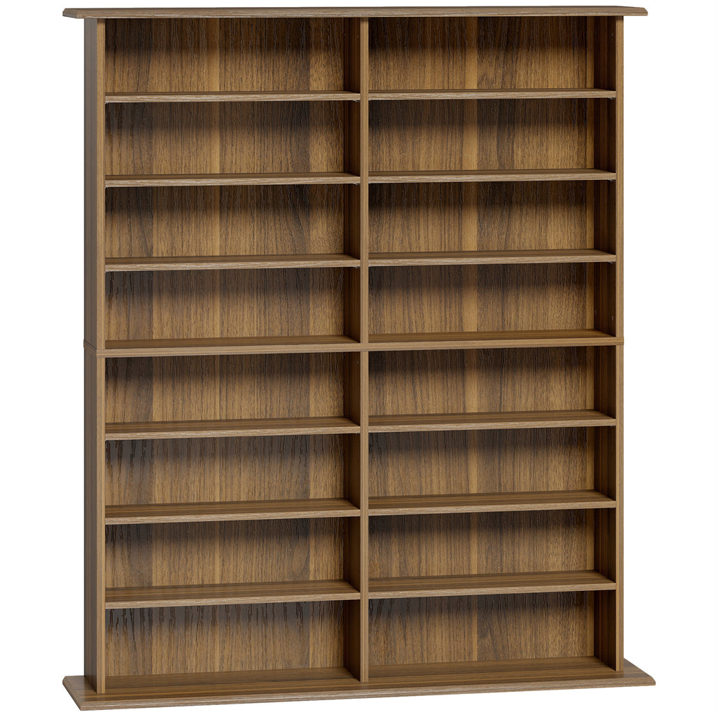 Rangements pour CD et DVD avec 16 compartiments et 12 étagères réglables capacité max. 720 CD/396 DVD et Blu-ray noyer-0