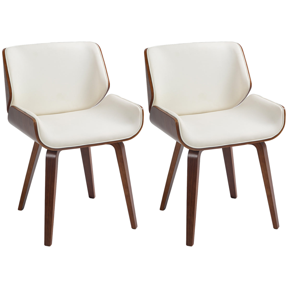 Lot de 2 chaises de salle à manger style vintage assise revêtement synthétique 54 x 53 x 81 cm blanc marron-0