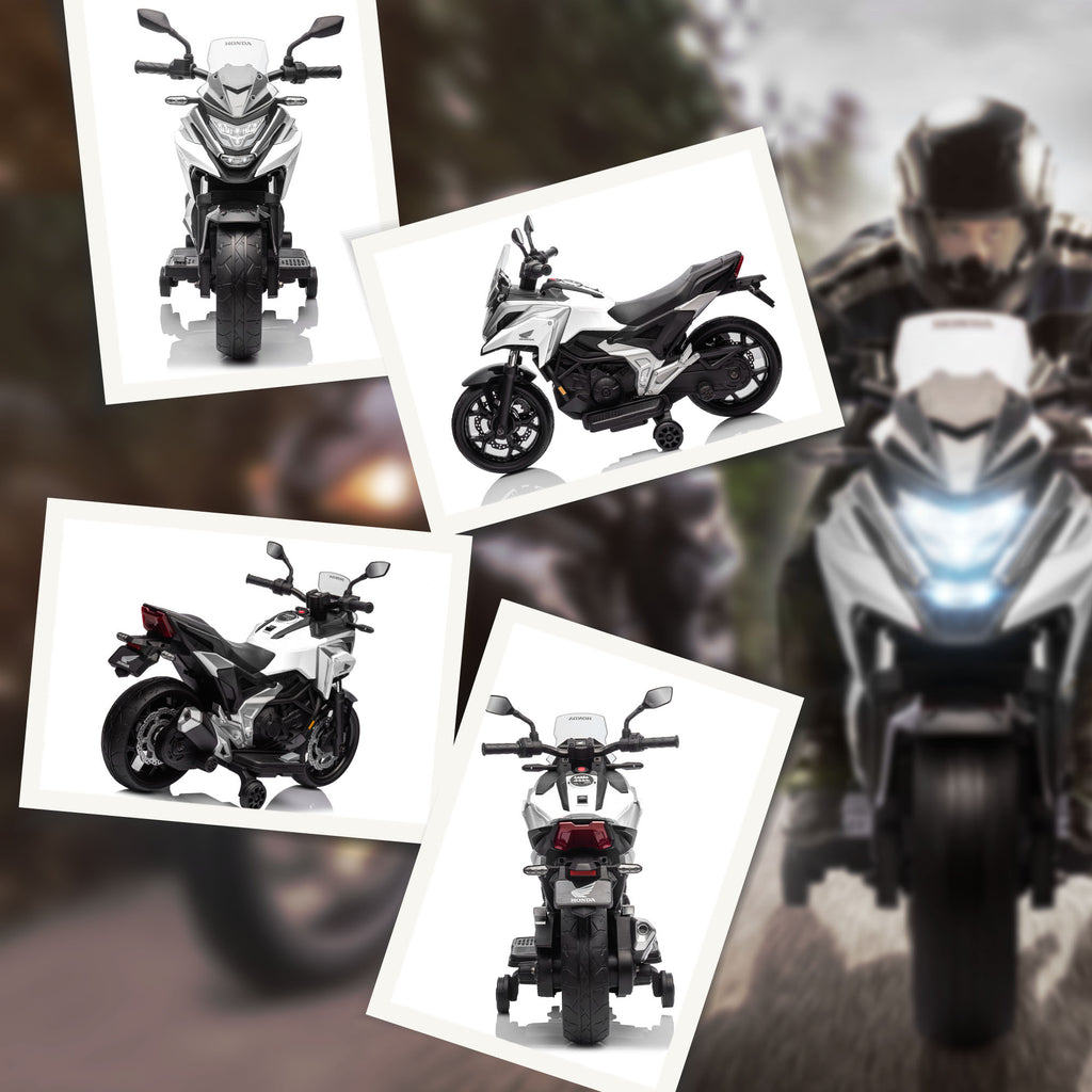 Moto électrique pour enfants moto porteur Honda pour enfants 3 à 6 ans avec musique, phares blanc-8