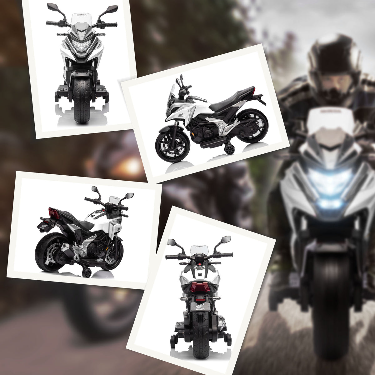 Moto électrique pour enfants moto porteur Honda pour enfants 3 à 6 ans avec musique, phares blanc-8