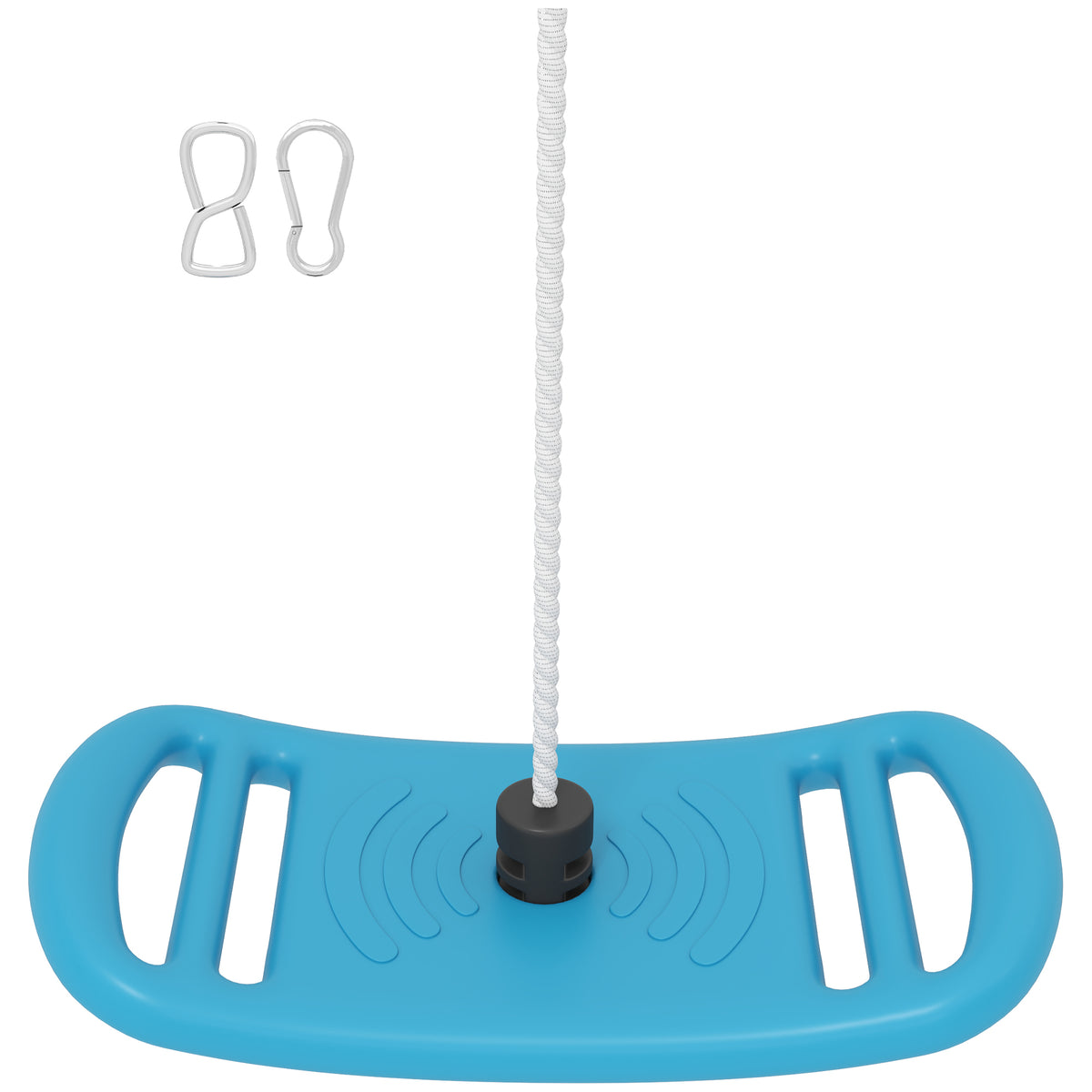 Balançoire enfant extérieur et intérieur avec corde réglable, mousqueton, charge max. 70 kg, bleu-0