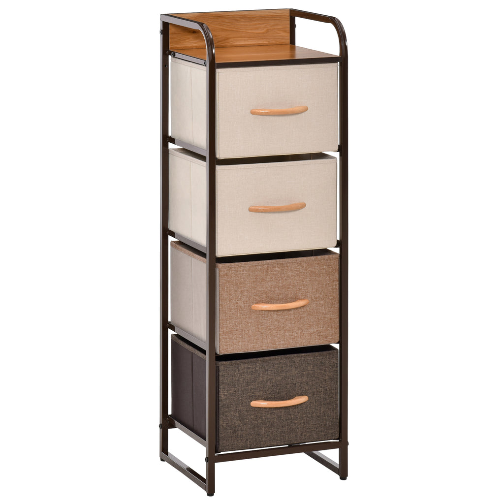 Commode chiffonnier 5 tiroirs meuble de rangement tiroir en tissu pliant - structure acier noir - 45 x 30 x 116 cm-0