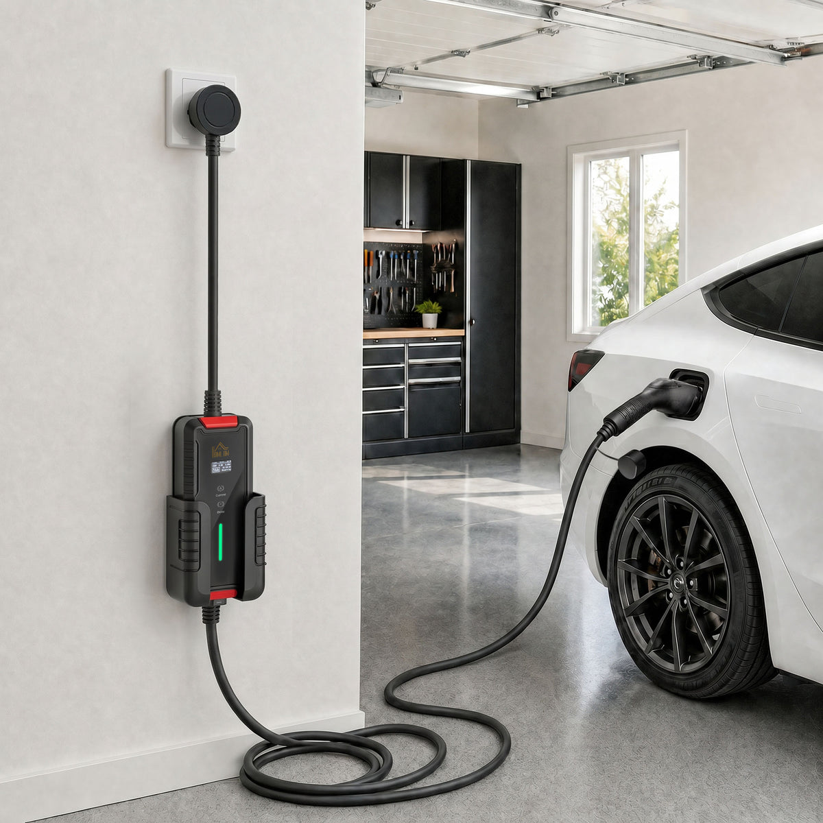 Chargeur Voiture Électrique Type 2 3,7kW [5m, 6/8/10/13/16A] Câble de Recharge Portable Écran LCD Retardateur Noir-9