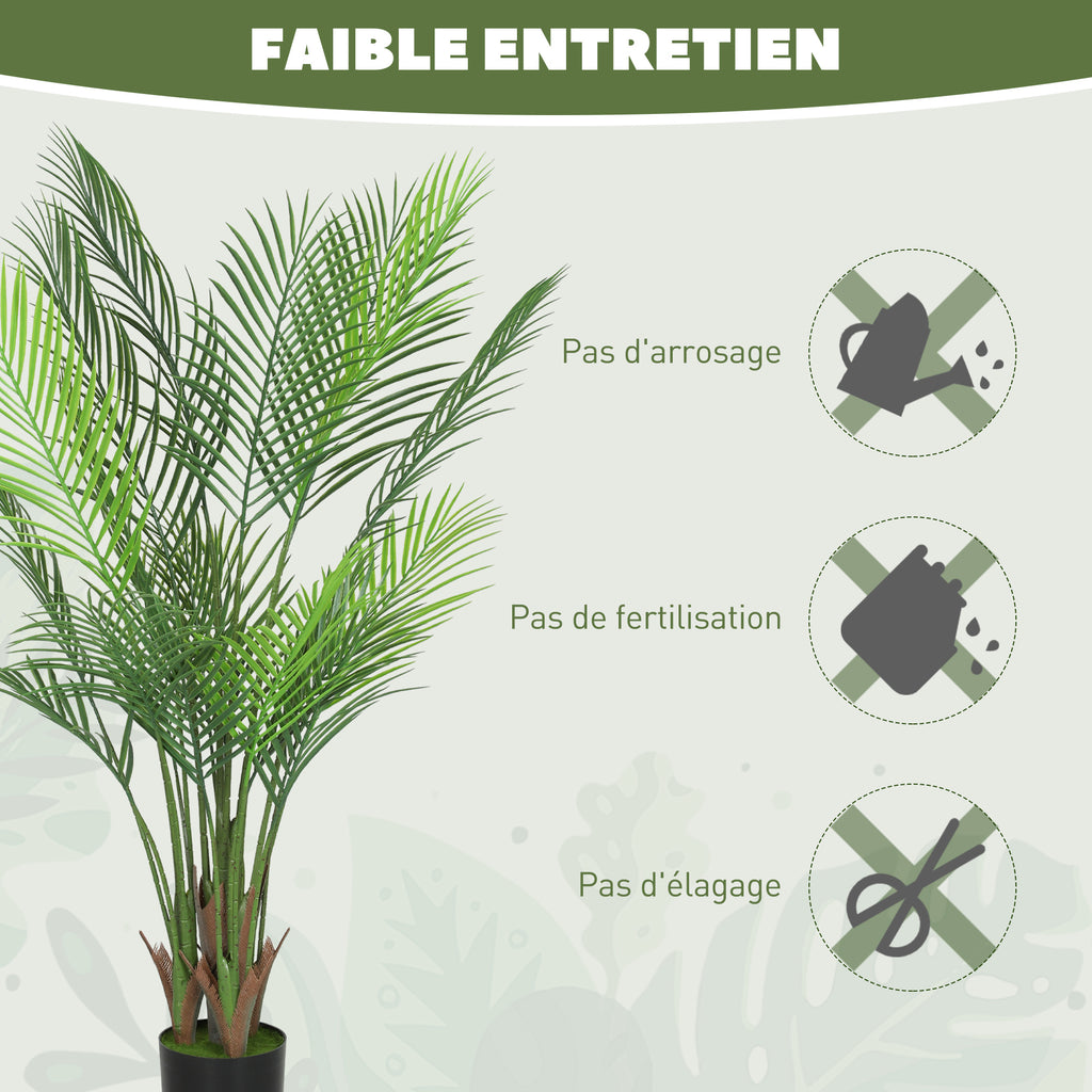 Plante artificielle intérieure 120 cm, palmier arbre artificiel avec pot en plastique et flocage, vert-5