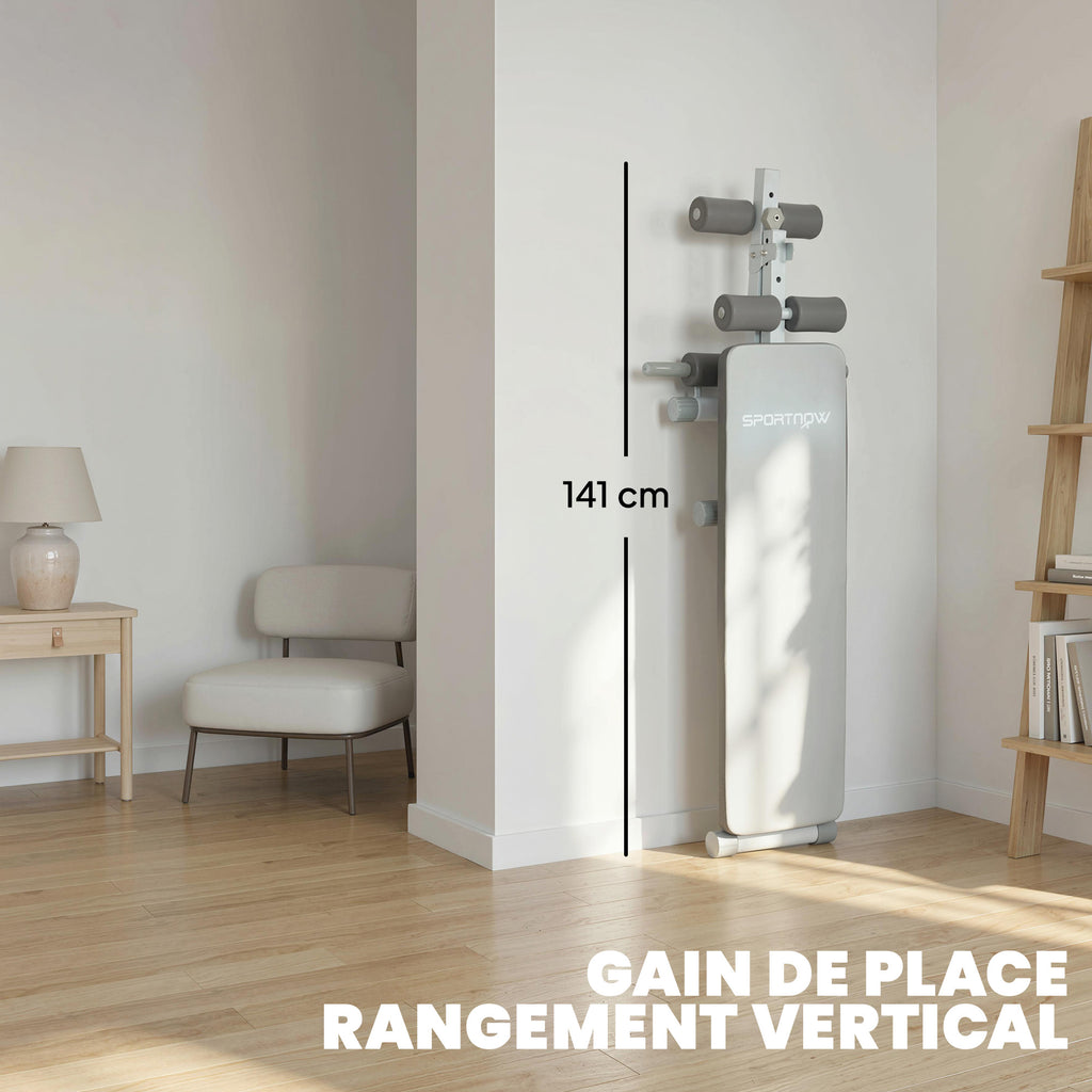 Banc de Musculation Multifonction, Banc Plat Réglable avec Siège à 3 Niveaux, 141 x 52 x 54-71 cm, Bleu et Blanc-5