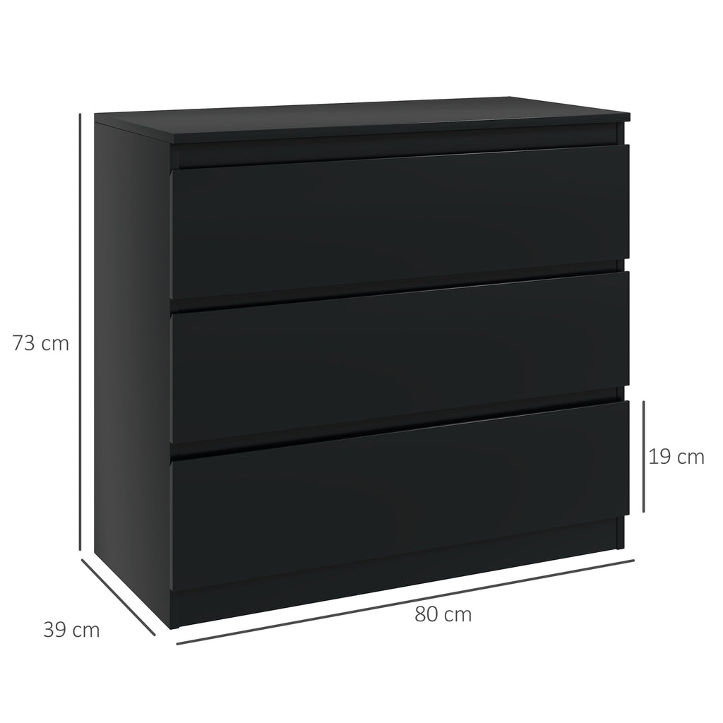 Commode 3 tiroirs, Meuble de rangement épuré pour chambre, intérieur, 80l x 39P x 73H cm-2
