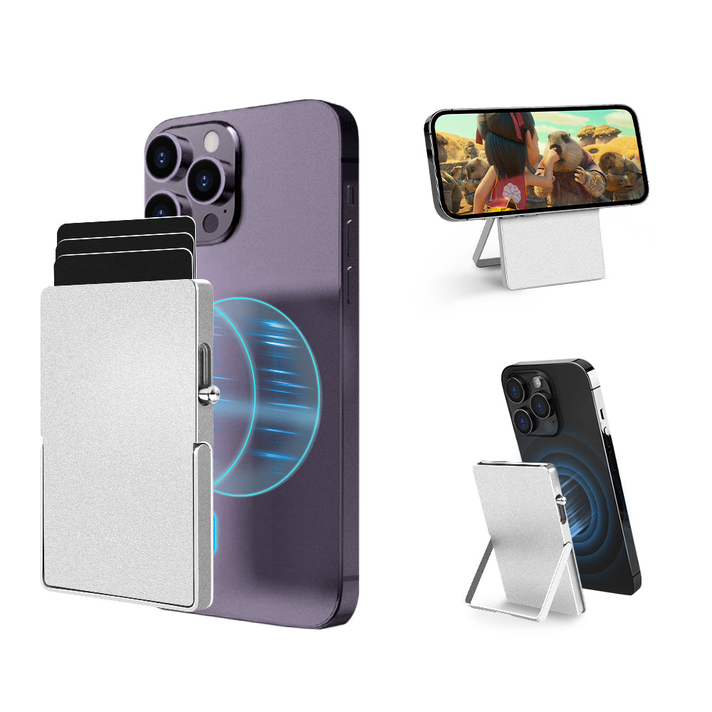 Porte-cartes magnétique TOYFID pour MagSafe, ultrafin en métal, avec support réglable et protection RFID
