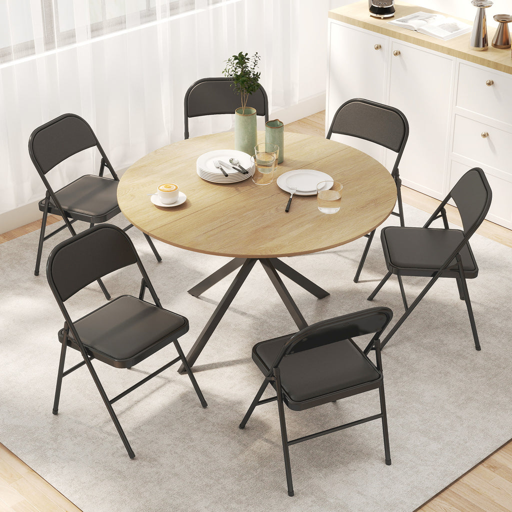 Lot de 6 chaises pliantes chaises de salle à manger portables cadre en acier 45 x 46 x 78 cm noir-6