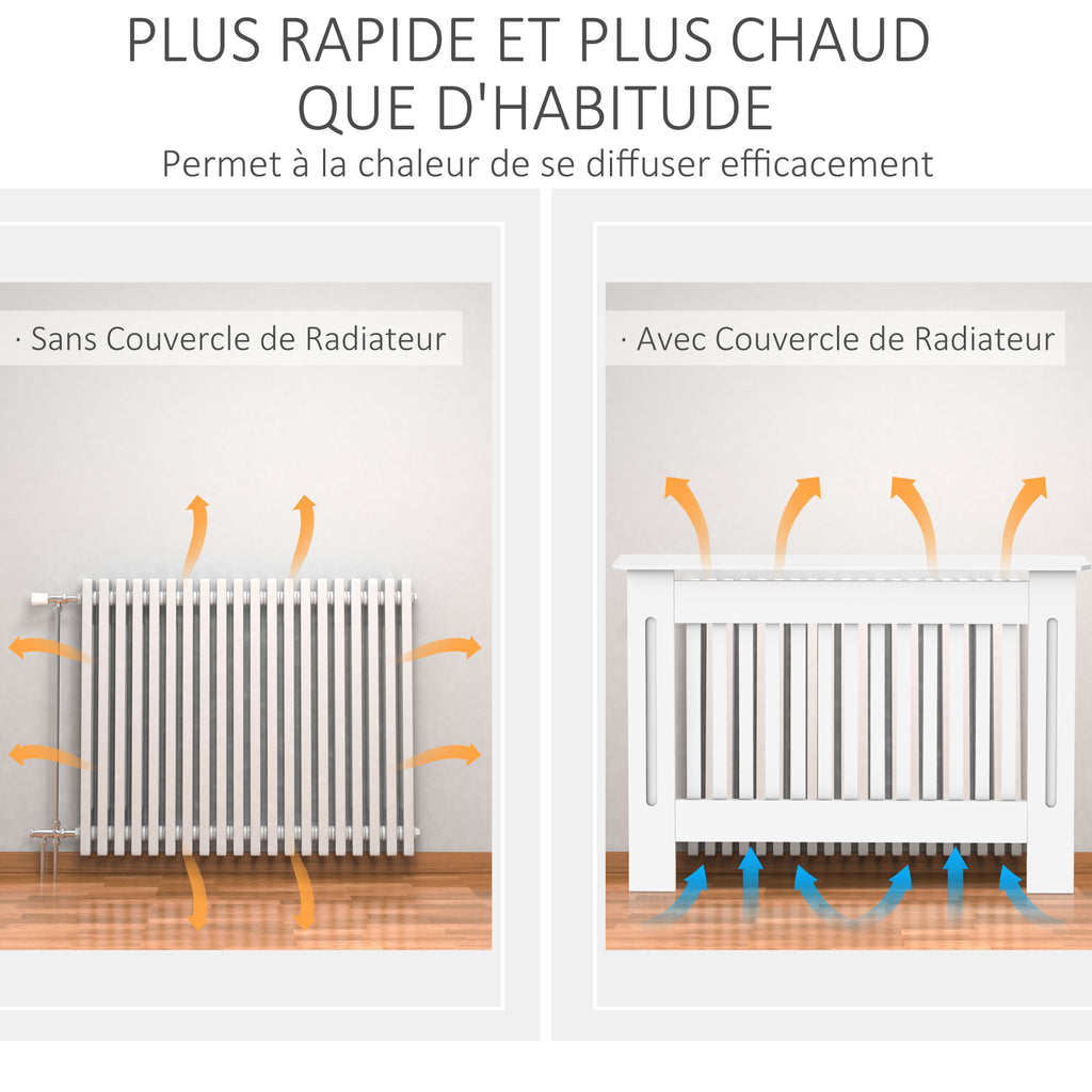 Cache-radiateur couverture radiateur Design couverture radiateur Panneau Cabinet 112L x 19l x 81H cm MDF Blanc-4