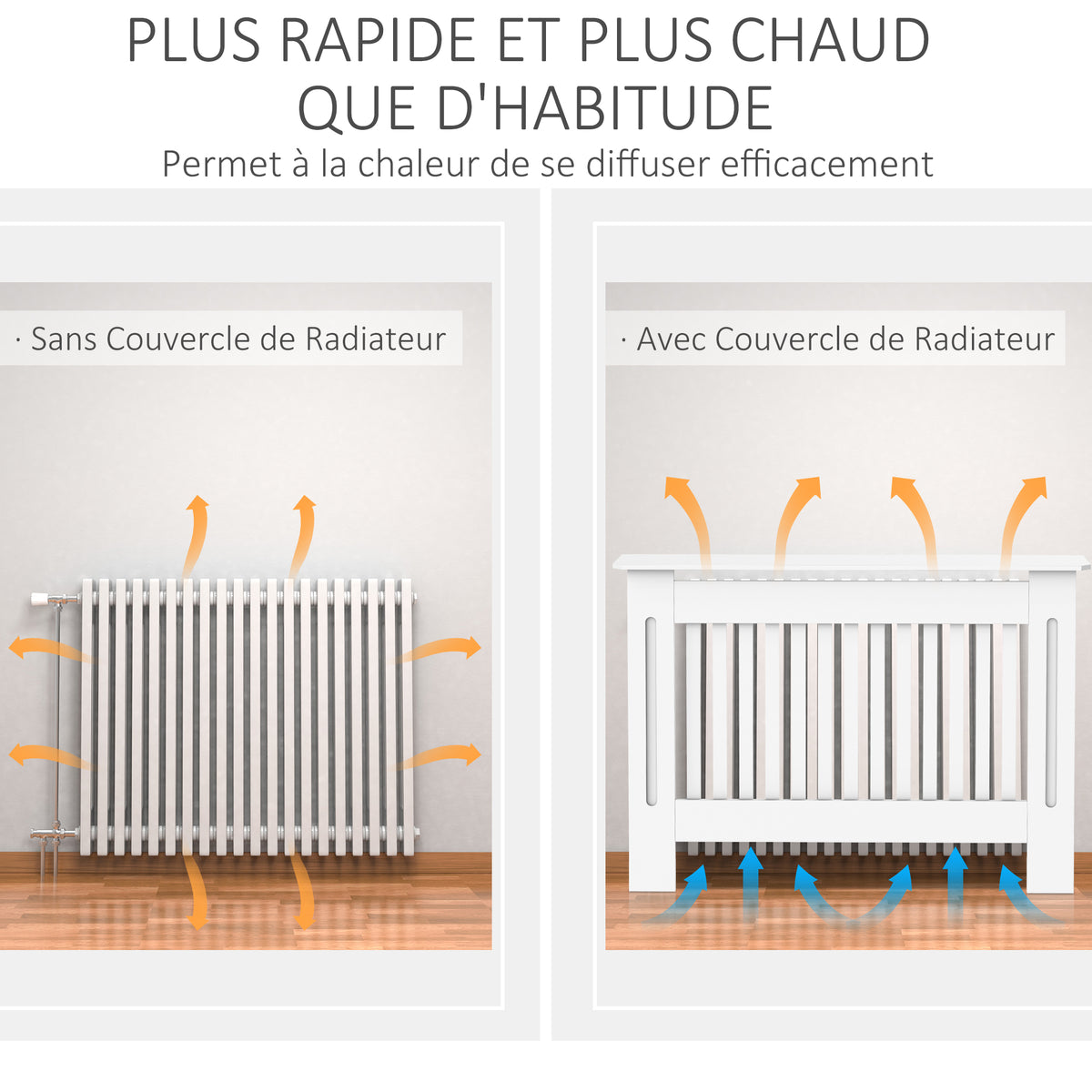 Cache-radiateur couverture radiateur Design couverture radiateur Panneau Cabinet 112L x 19l x 81H cm MDF Blanc-4