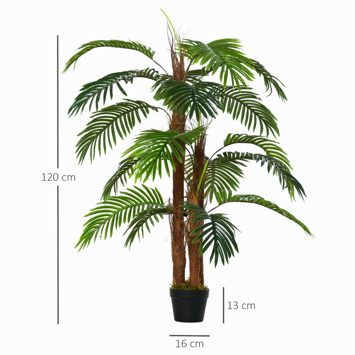 Palmier Artificiel Hauteur 1,2 m Arbre Artificiel Tronc Branches Lichen Feuilles Grand réalisme Pot Inclus-2