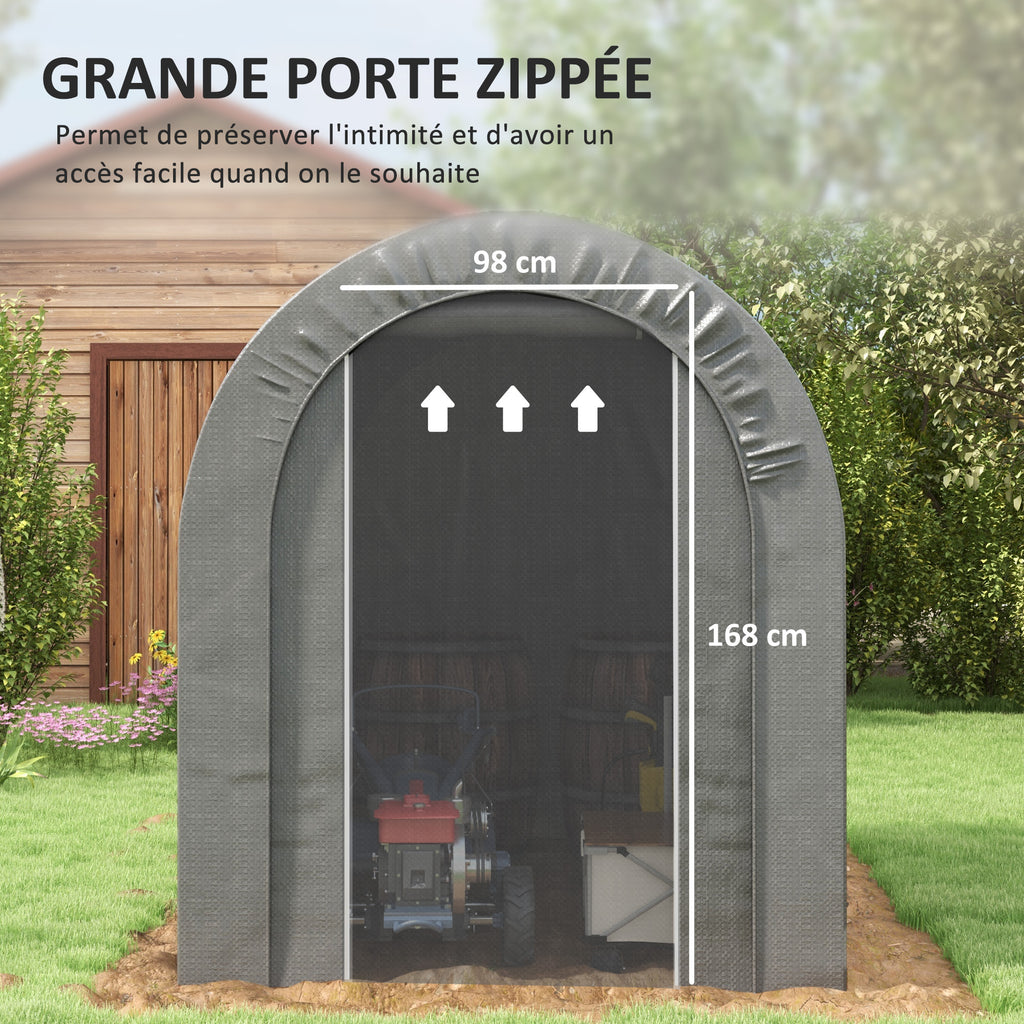 Abri de jardin tente de rangement extérieur abri de vélo garage pour vélo bâche en PE cadre en métal galvanisé gris-5