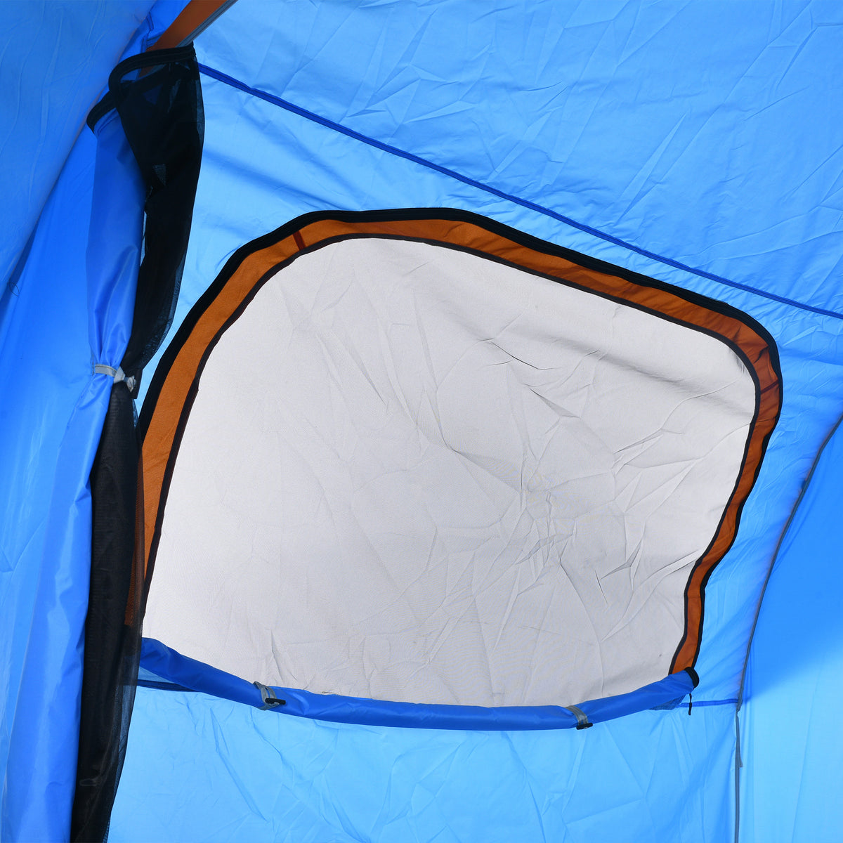 Tente de voiture pour SUV hayon 5-6 personnes avec 3 portes, fenêtre en maille, pour trekking, randonnée, bleu et orange-7