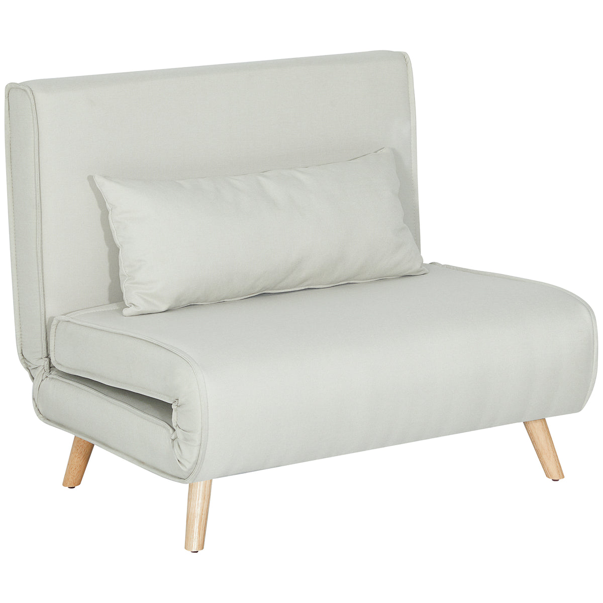 Canapé-lit 1 place avec dossier réglable, coussin inclus et pieds pliables charge 120 kg blanc-0