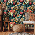 Papier peint lémuriens et floraison tropicale