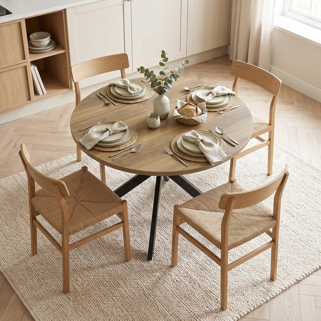 Table à manger extensible ovale pour 4 à 6 personnes, table de cuisine avec rallonge 100-135 cm, effet bois marron-8