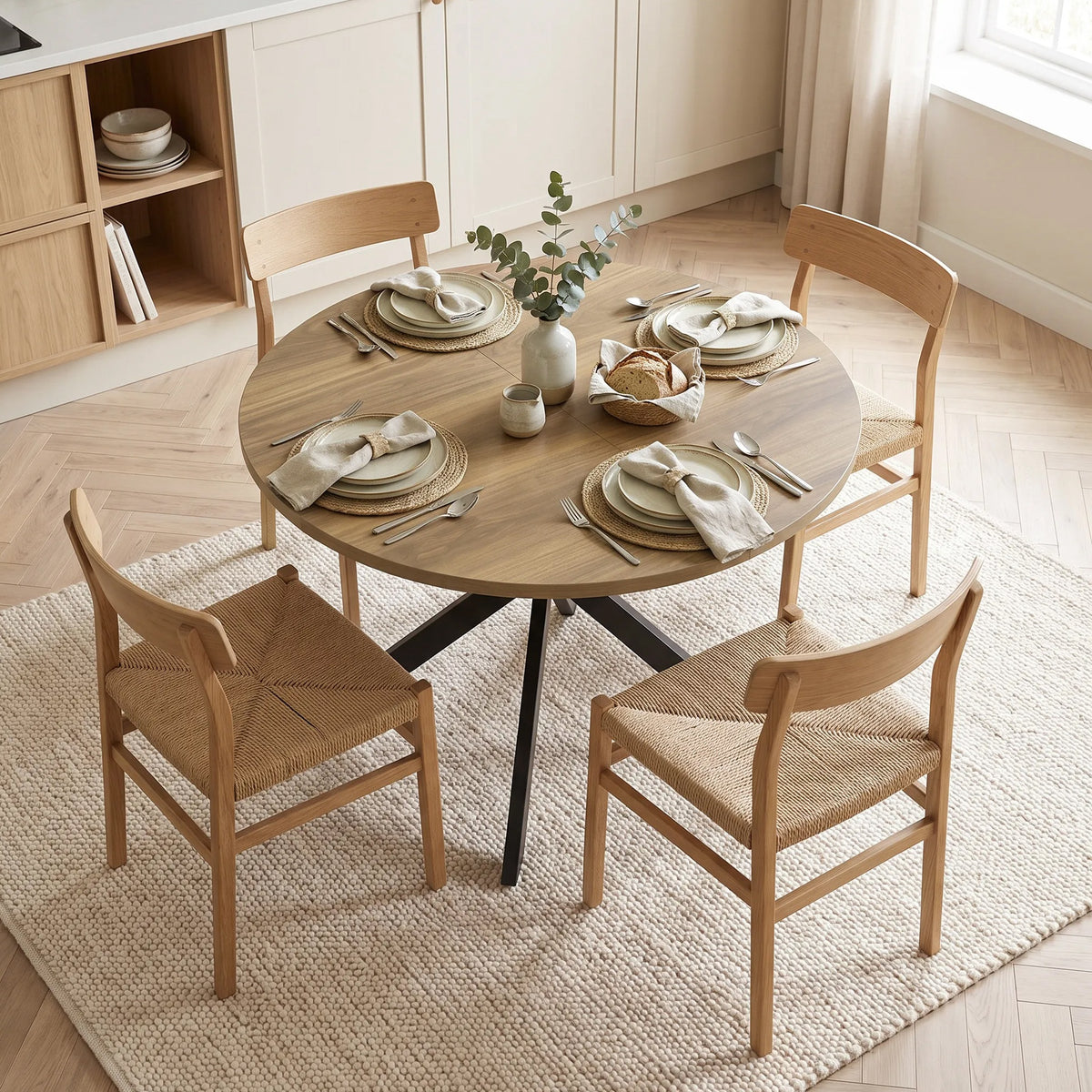 Table à manger extensible ovale pour 4 à 6 personnes, table de cuisine avec rallonge 100-135 cm, effet bois marron-8