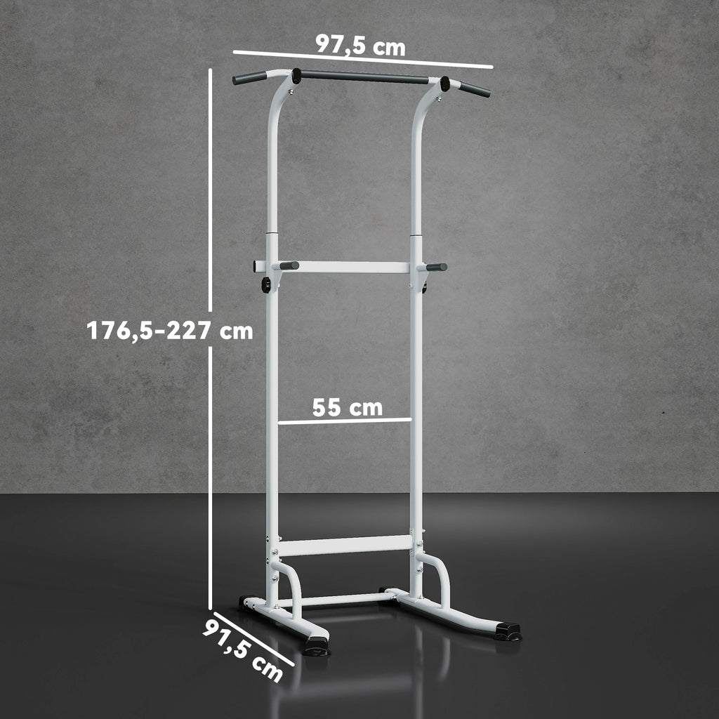 Power tower dip barre de traction autoportante réglable en hauteur cadre acier 91,5 x 97,5 x 176,5-227 cm pour la maison-2