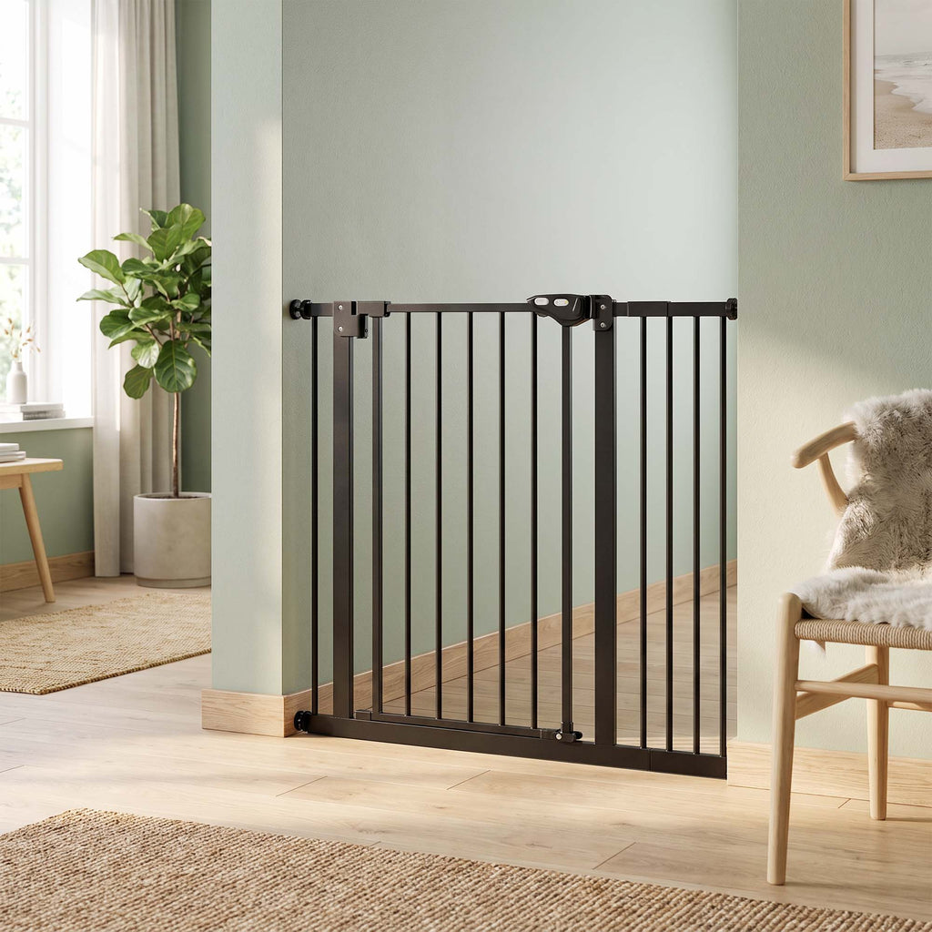 Barrière de sécurité animaux porte fermeture automatique système de double verrouillage sans perçage 1 extension noir-1