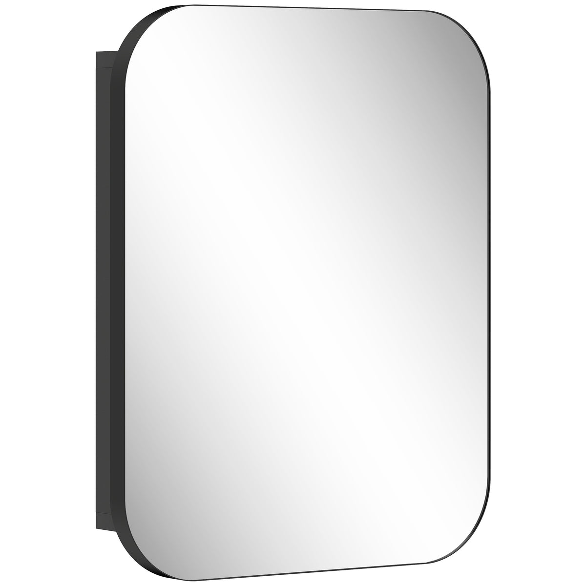 Armoire Murale Salle de Bain avec Miroir, 40 x 10 x 51 cm, avec Porte Miroir à Fermeture Douce et Étagères Réglables, Noir-0