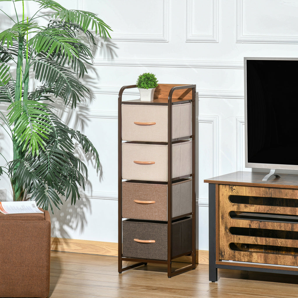 Commode chiffonnier 5 tiroirs meuble de rangement tiroir en tissu pliant - structure acier noir - 45 x 30 x 116 cm-9
