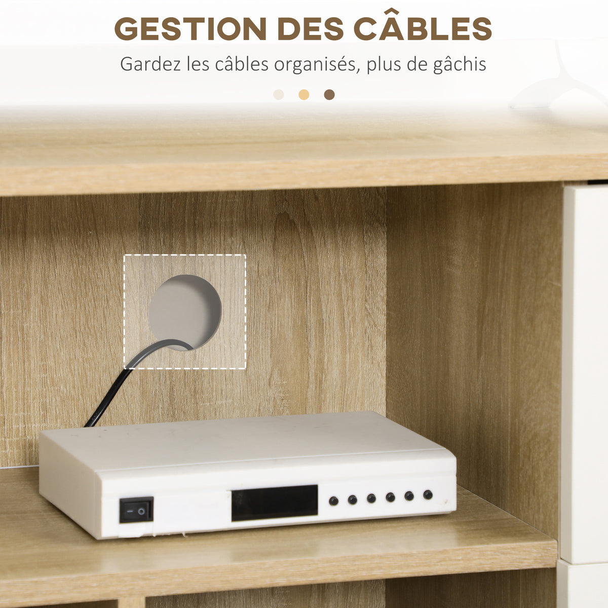 Meuble TV pour télévision jusqu'à 45 pouces pieds en bois massif style scandinave 3 niches 1 placard 120 x 30 x 60 cm-4