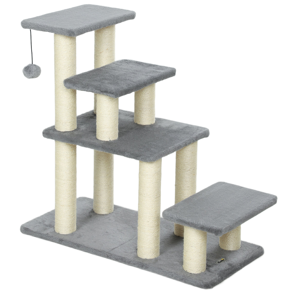 Escalier pour animaux domestiques réglable 3/4 marches échelle pour chat chien griffoirs sisal 70 x 32 x 68 cm gris-0