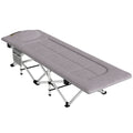 Lit de camping pliable avec matelas transat chaise longue sac de rangement intégrée dim. 185L x 65l x 37H cm gris-0