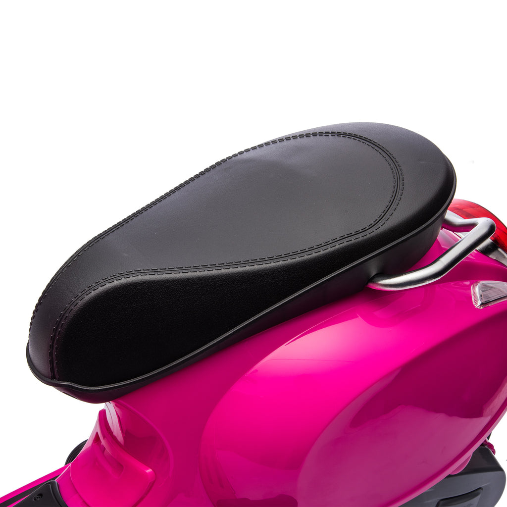 Scooter électrique enfant Vespa 6 V dim. 107L x 47l x 73H cm Musique MP3 Port USB Phare 2 roues d'entraînement - Rose-9