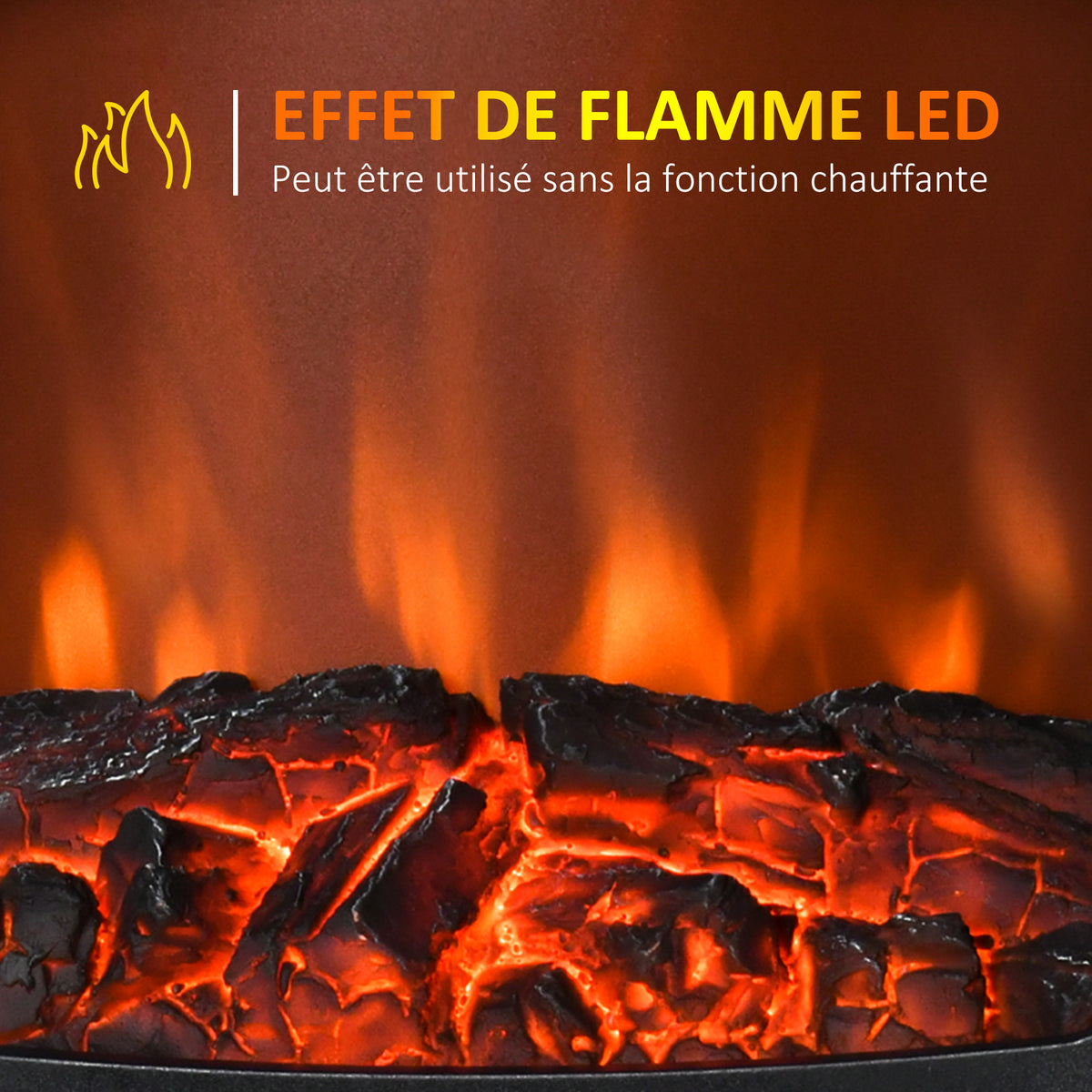 Cheminée électrique poêle Style néo-rétro 900-1800 W Simulation Flammes LED luminosité réglable Acier ABS Blanc-4