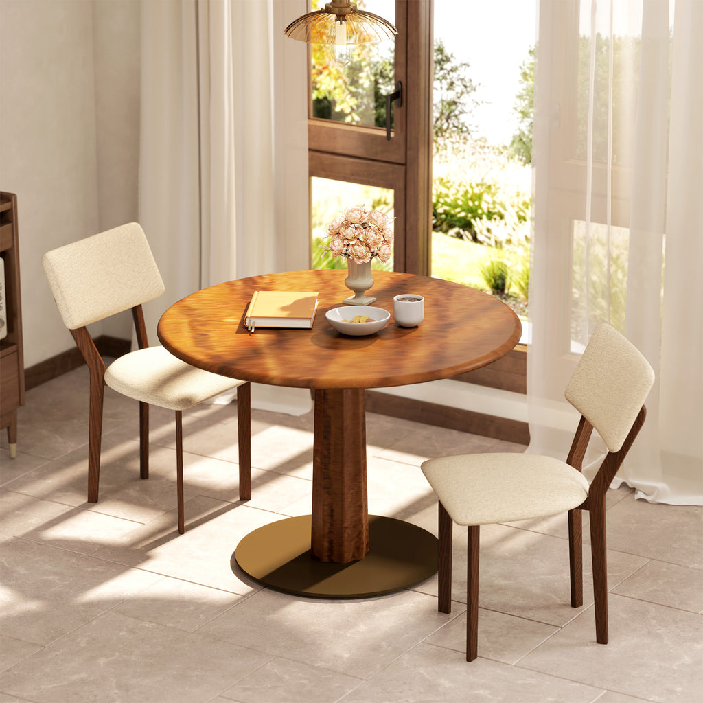 Lot de 2 chaises salle à manger chaises de cuisine avec dossier pieds en bois tissu effet lin 49 x 56 x 85 cm beige-1