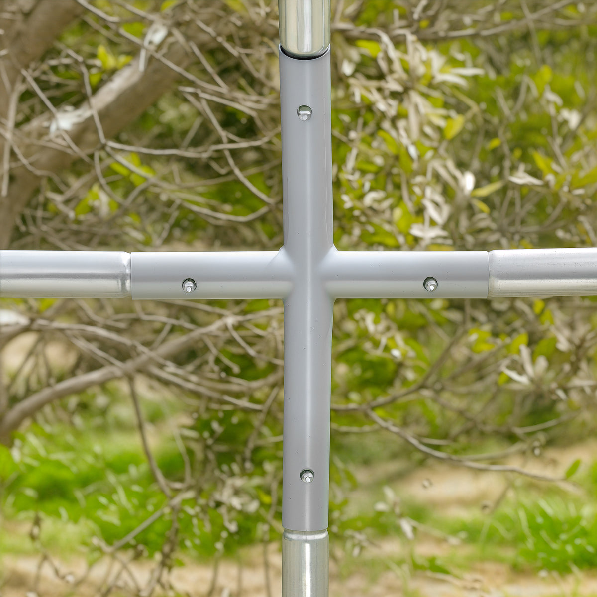 Grand enclos poulailler 5,32 ㎡ parc grillagé toit anti-UV porte verouillable 2,8 x 1,9 x 1,97 m argenté-8