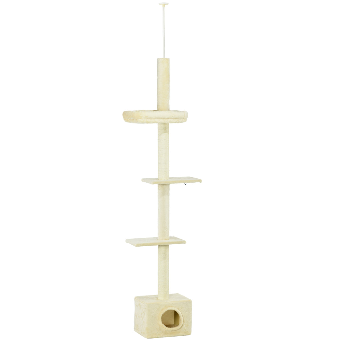 Arbre à chats poteau à griffer hauteur réglable dim. 440L x 31P x 240 - 270H cm 4 niveaux d'activités avec niche-0