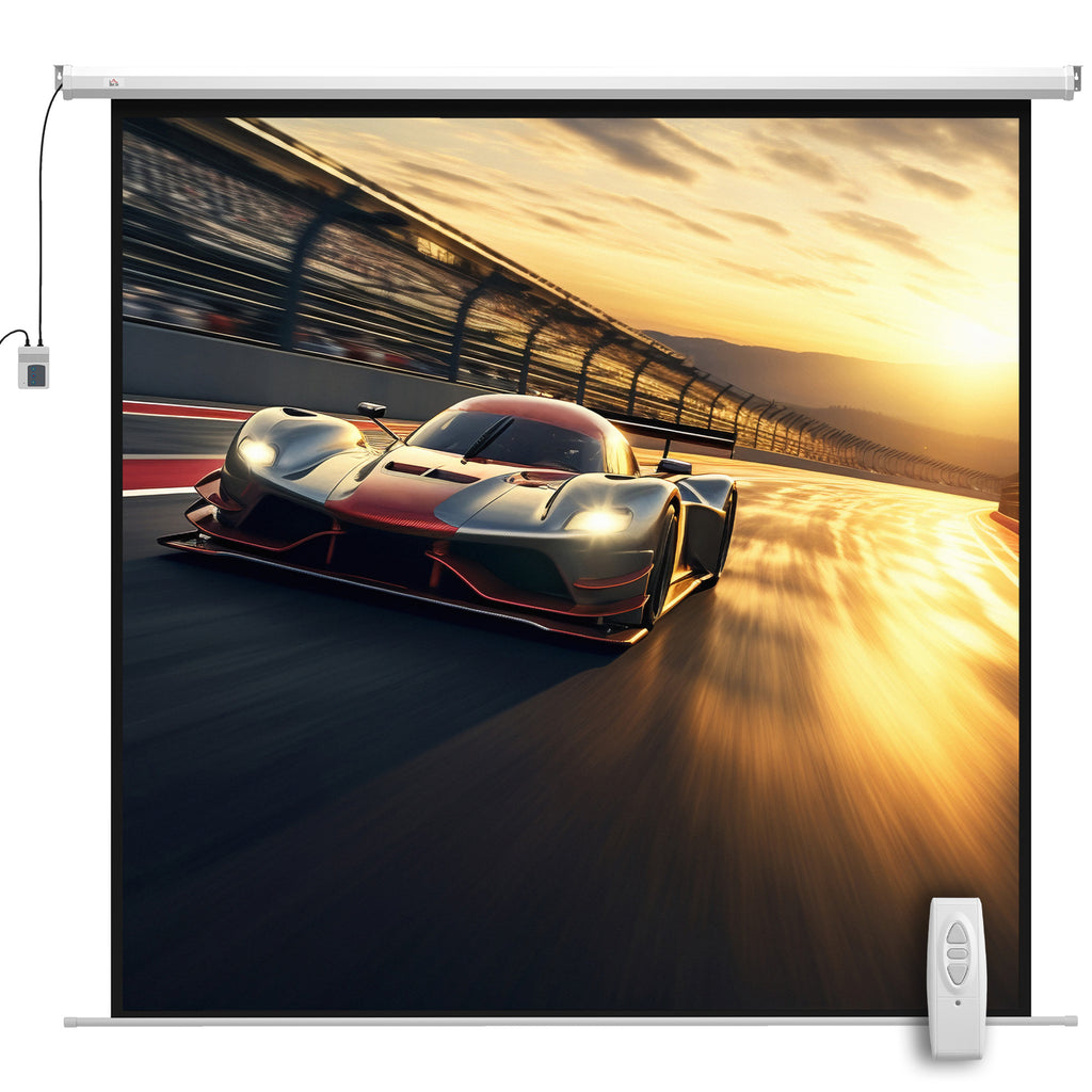 Écran de projection motorisé 120 Pouces, 4K HD électrique, montage mural ou plafond, panneau de commande et télécommande-0
