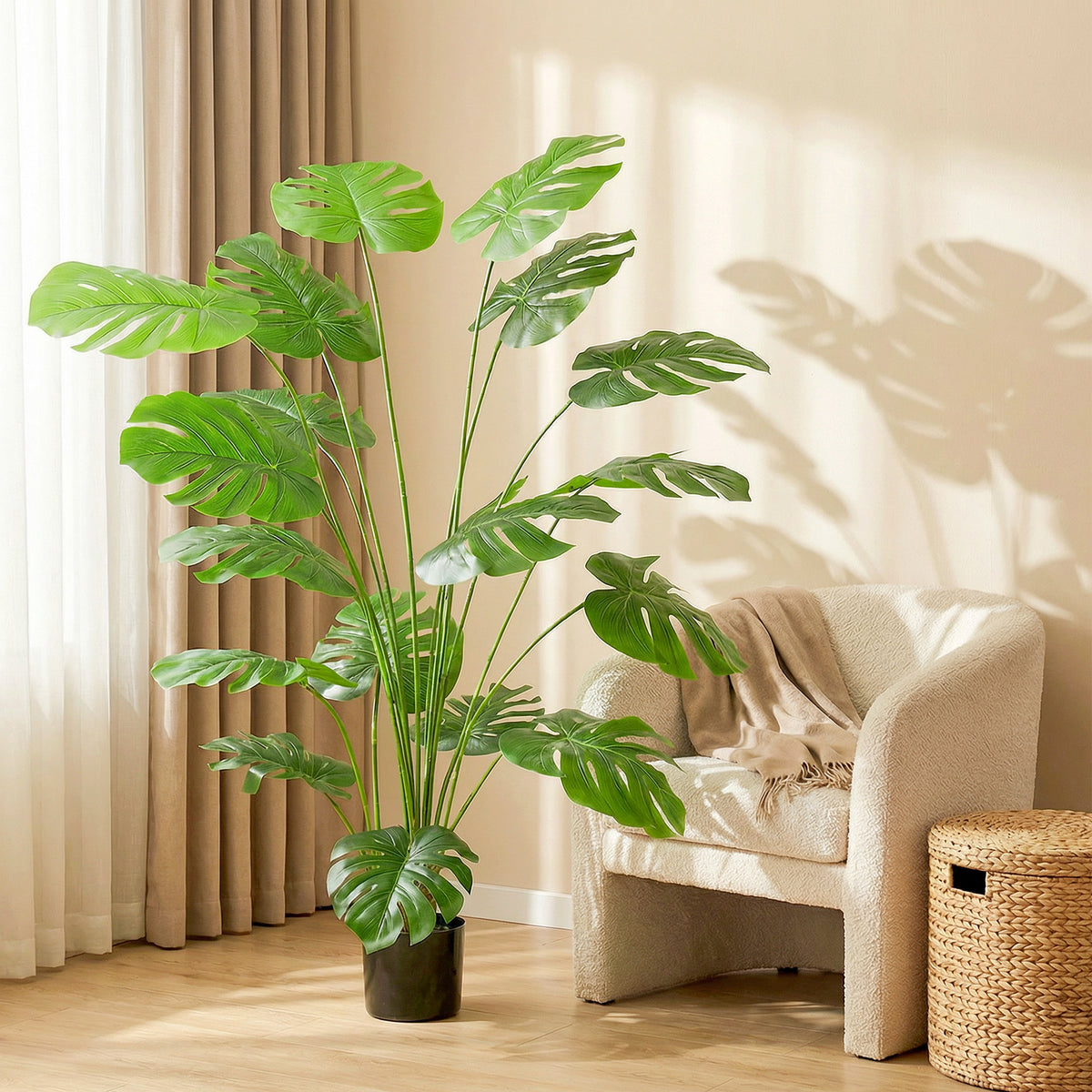 Plante artificielle arbre artificiel monstera deliciosa avec pot inclus hauteur 150 cm intérieure vert-1