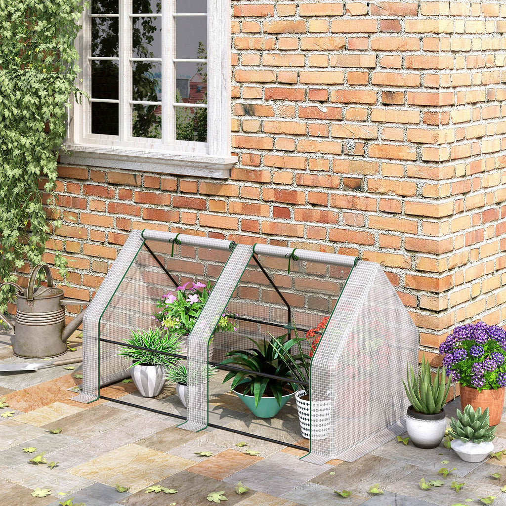 Mini Serre de Jardin mini serre tunnel 180L x 90l x 90H cm toit pointu Acier PE 140 g/m² Anti-UV fenêtres avec-7