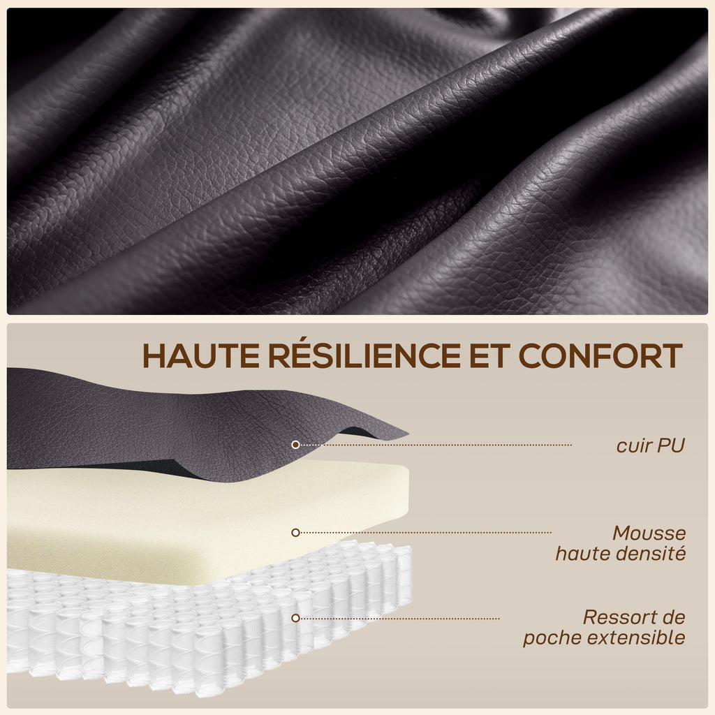Fauteuil inclinable de massage et chauffage, fauteuil de relaxation, dossier réglable, pivotant 360°, 82x99x103cm, marron-5