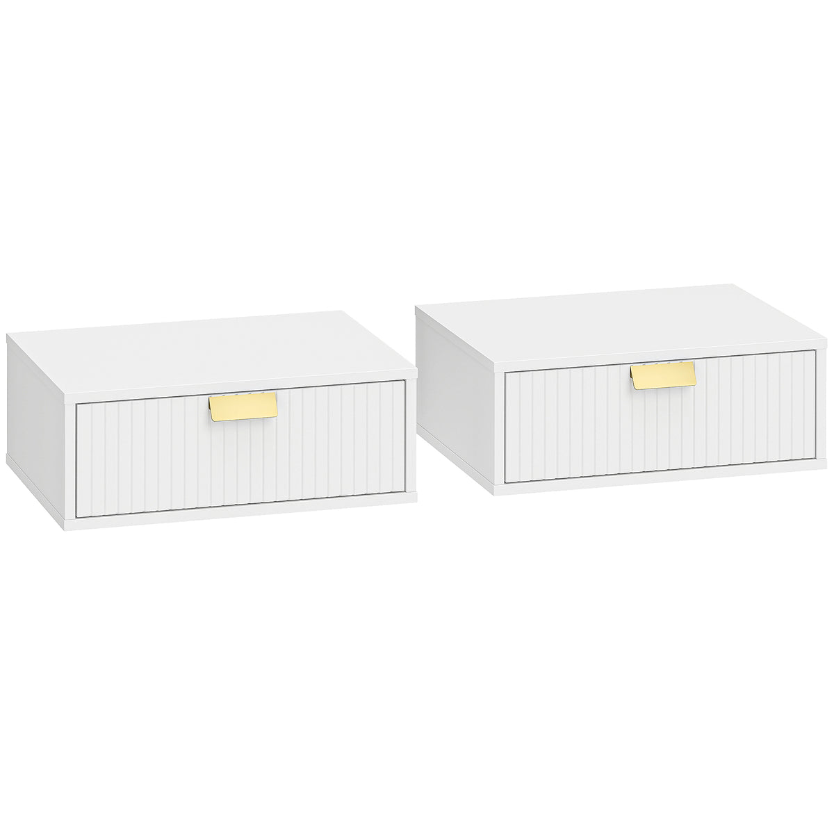 Lot de 2 tables de chevet murales, tables de nuit suspendues avec tiroir ondulé, 40 x 30 x 15 cm, blanc-0