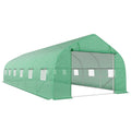 Serre de jardin tunnel grande taille avec bâche PE cadre en acier porte enroulable et 12 fenêtres 8 x 3 x 2 m vert-0