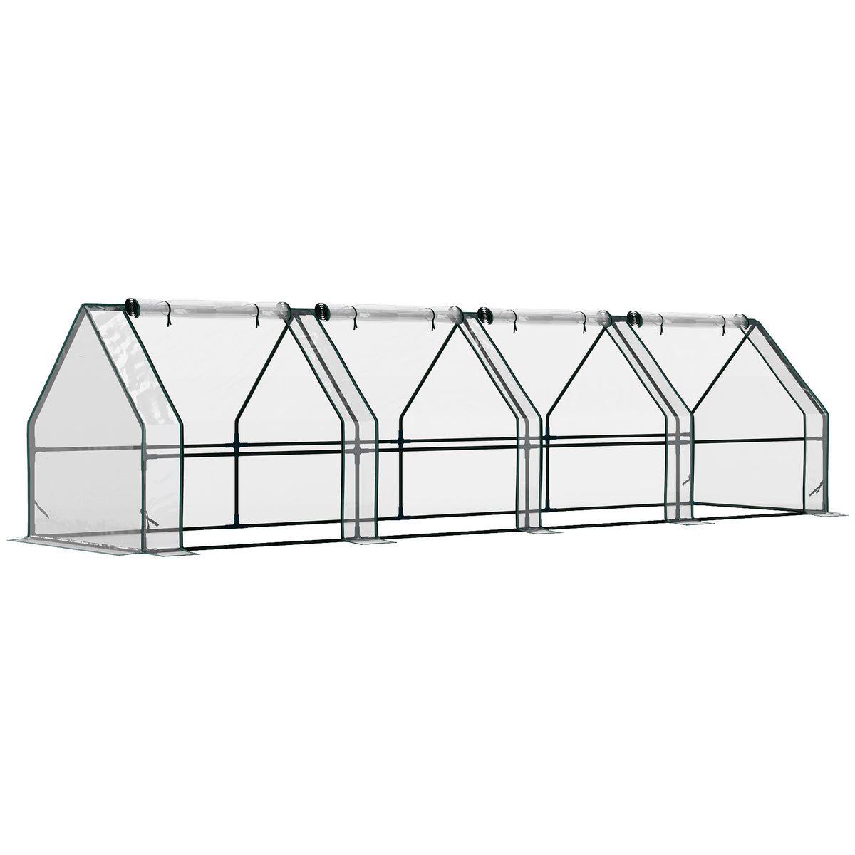 Mini Serre de Jardin mini serre tunnel 4 fenêtres avec Zip enroulables Acier PE 140 g/m² Anti-UV 360x90x90cm Transparent-0