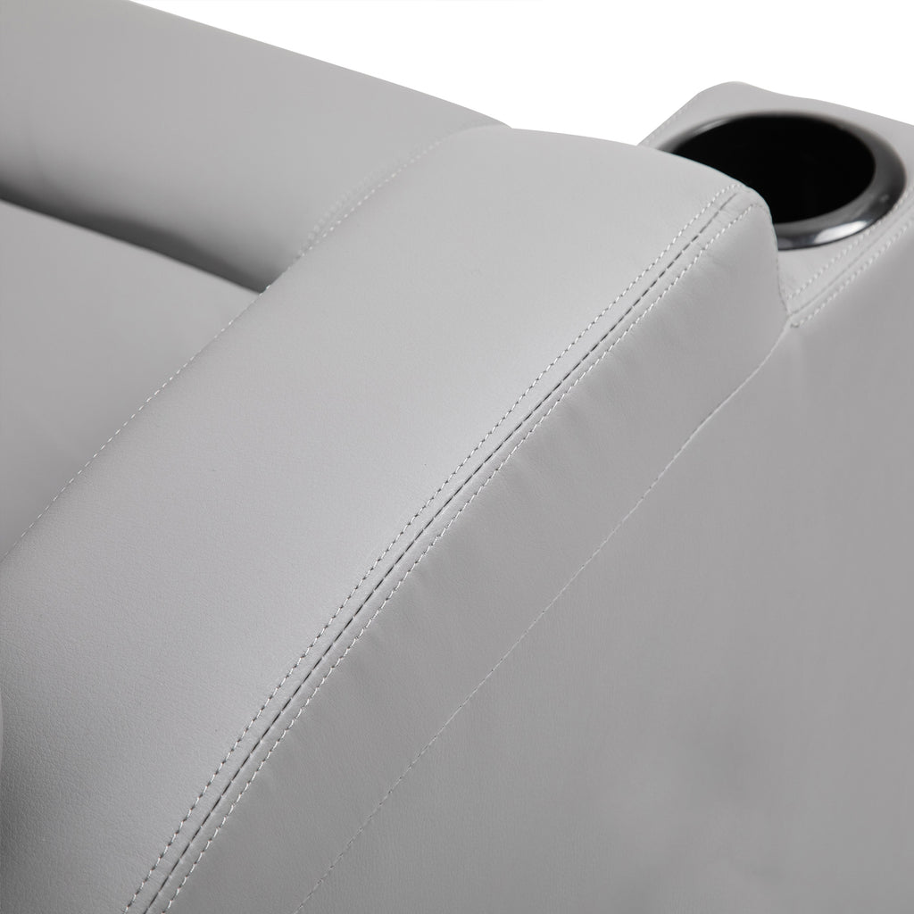 Fauteuil de Massage Inclinable, Chaise de Relaxation avec dossier et repose-pied électrique réglables revêtement synthétique pour Salon, Chambre, Cinéma Maison Gris-8