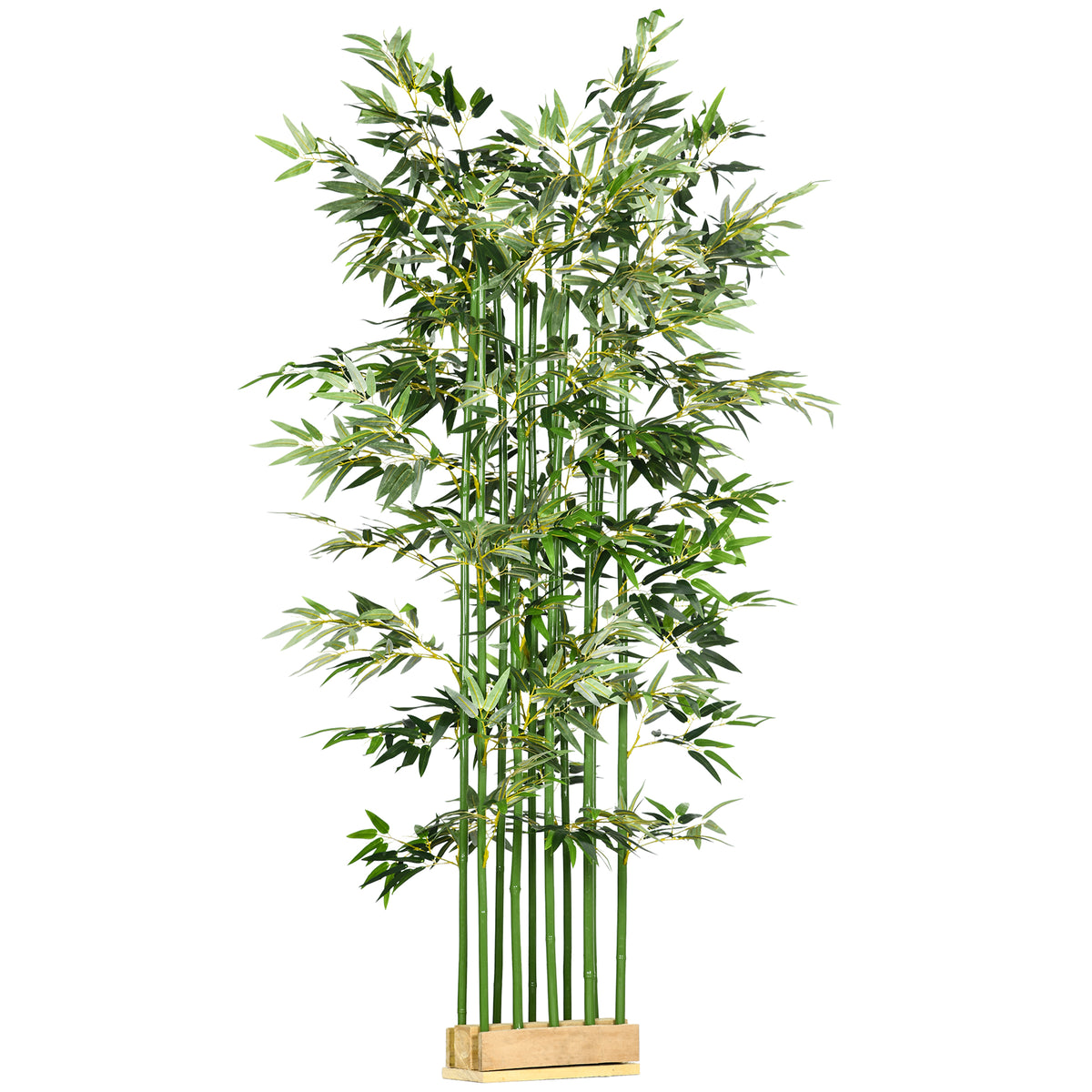Bambou Artificiel 180 cm, Feuilles Réalistes et Pot en Bois de Pin, Facile à Nettoyer, pour Maison Bureau, Vert-0