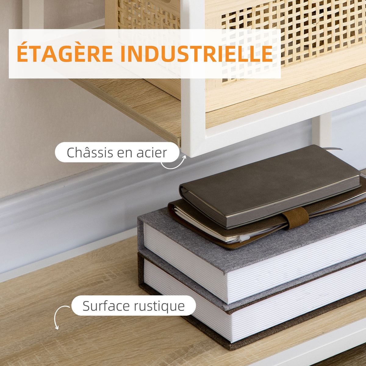 Bibliothèque étagère de rangement à 7 niveaux cadre en acier style industriel 83 x 34 x 180 cm chêne-3